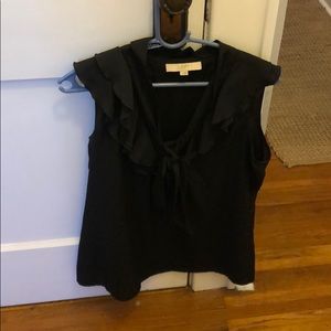 Loft black ruffle sleeveless blouse